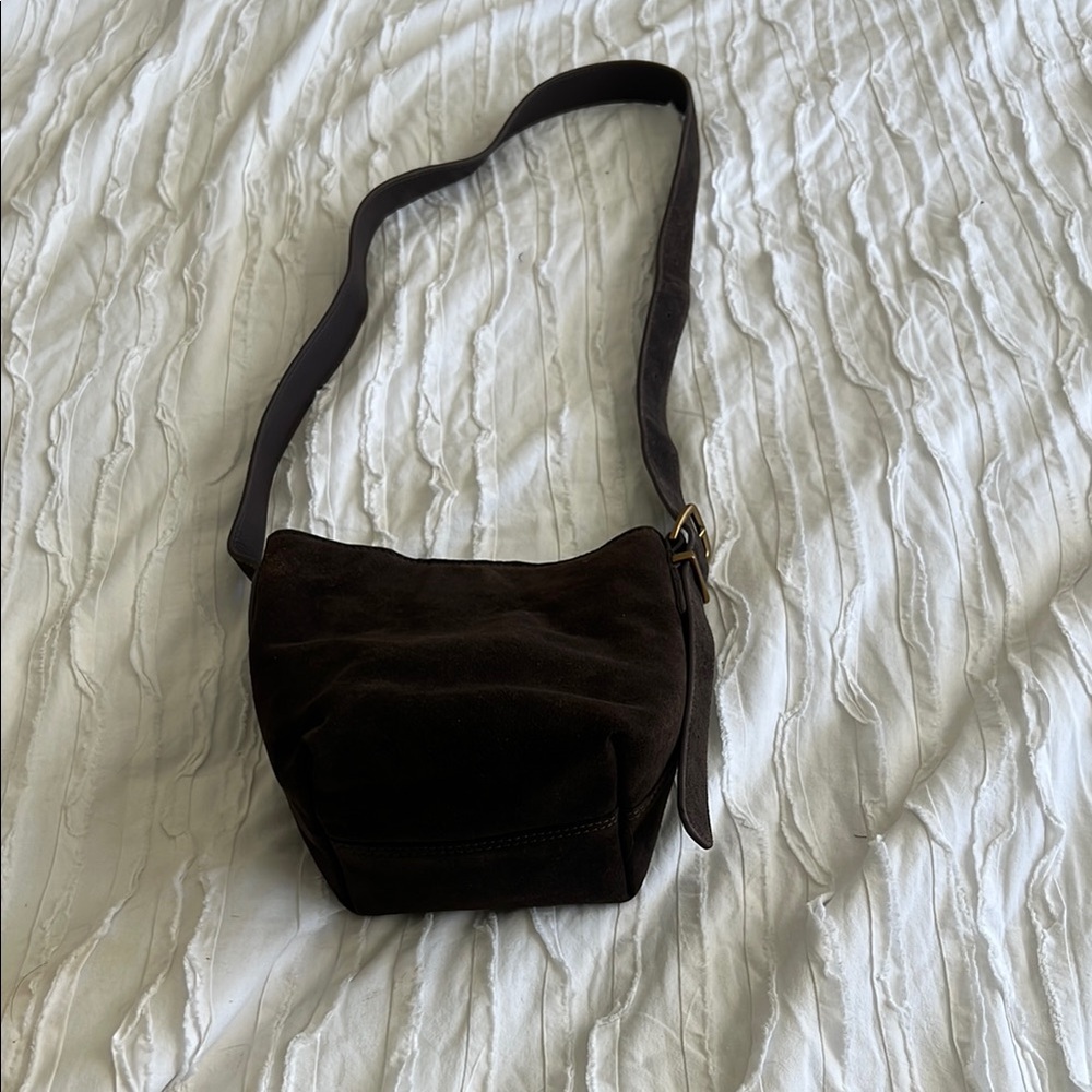 Mini Brown Suede Bucket Bag